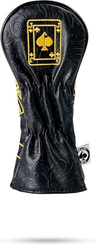 Pins & Aces Royal Flush Head Cover - Premium, Hand-Made Leather Headcover - Ace of Spades & Magnetic Closure, Tour Quality Golf Club Cover - Style and Customize Your Golf Bag (Hybrid) in Saudi Arabia
