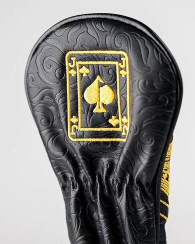 Pins & Aces Royal Flush Head Cover - Premium, Hand-Made Leather Headcover - Ace of Spades & Magnetic Closure, Tour Quality Golf Club Cover - Style and Customize Your Golf Bag (Hybrid) in Saudi Arabia