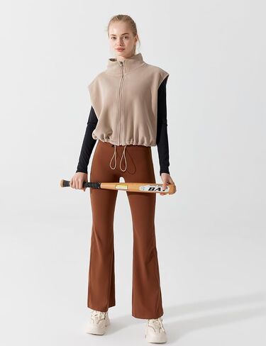 Women's Full Zip Fleece Short Vest Warm Winter Sleeveless Stand Collar Sherpa Crop Coat in Kuwait