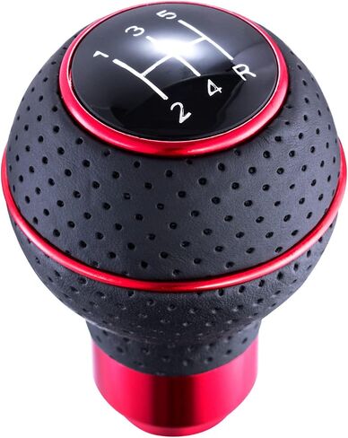 Arenbel 5 Speed Shifter Knobs Leather Car Gear Stick Lever Shift Ball Handle Replacement Fit Most Manual Vehicles, Red in Kuwait