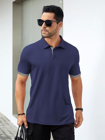 Hardaddy Men's Moisture Wicking Jacquard Polo Shirts Quick Dry Short Sleeve Golf Shirts Lightweight Polo Tops in Saudi Arabia