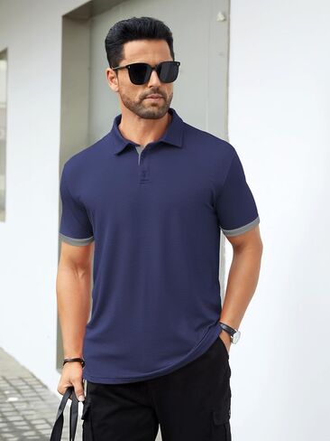Hardaddy Men's Moisture Wicking Jacquard Polo Shirts Quick Dry Short Sleeve Golf Shirts Lightweight Polo Tops in Saudi Arabia