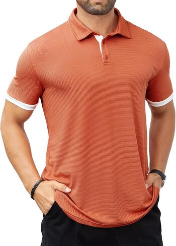 Hardaddy Men's Moisture Wicking Jacquard Polo Shirts Quick Dry Short Sleeve Golf Shirts Lightweight Polo Tops in Saudi Arabia