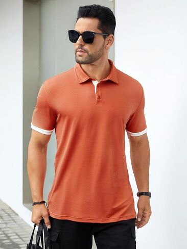 Hardaddy Men's Moisture Wicking Jacquard Polo Shirts Quick Dry Short Sleeve Golf Shirts Lightweight Polo Tops in Saudi Arabia