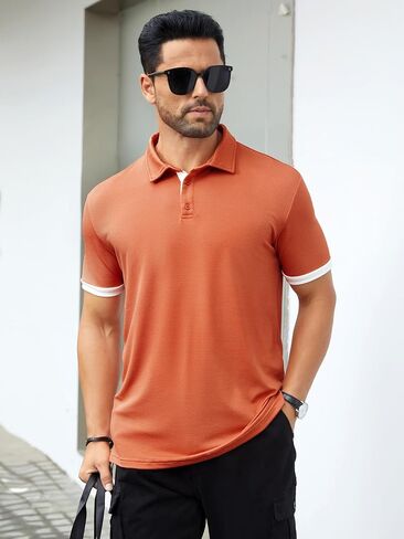 Hardaddy Men's Moisture Wicking Jacquard Polo Shirts Quick Dry Short Sleeve Golf Shirts Lightweight Polo Tops in Saudi Arabia