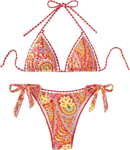 SHENHE Women's Summer 2 Piece Halter Bikini Set Floral Tie Triangle Bathing Suit in Saudi Arabia