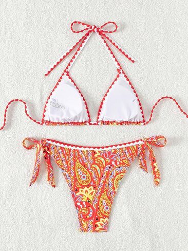 SHENHE Women's Summer 2 Piece Halter Bikini Set Floral Tie Triangle Bathing Suit in Saudi Arabia
