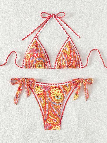 SHENHE Women's Summer 2 Piece Halter Bikini Set Floral Tie Triangle Bathing Suit in Saudi Arabia