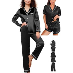 إمرأة 5 قطع بيجامة من الحرير مجموعة XS-2XL بيجامة من الساتان مجموعات حريري ملابس خاصة Pjs المتسكعون زر أسفل Pj نوم