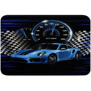 Feelyou Speed Sports Car Bathroom Rugs for Kids Boys Girls Blue Race Car Bath Rugs for Shower Tub 20"x32" Racing Car Bath Mats for Bathroom Decor Extreme Sports Bathroom Accossories Adventure