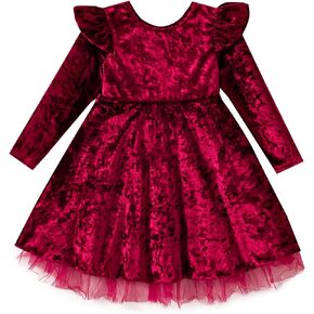 Toddler Girl Christmas Dress Girls Long Sleeve Velvet Dress Little Girl Tulle Tutu Winter Holiday Party Dresses