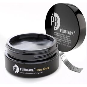 Pürblack® Live Resin True Gold Shilajit - Organic Shilajit Supplement with True Gold Content | Over 80 Minerals, High Bioavailability, Antioxidant Properties | Made in USA (60 Servings)