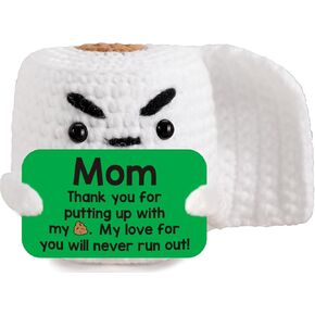 Mom Christmas Birthday Gifts for Mom from Daughter Son, Funny Small Gag Handmade Crochet Animals Mother's Day Gifts for New Mom Single Mom Christmas 2024 Cute Stuff Home Decor Thank You Mom Gag Gift