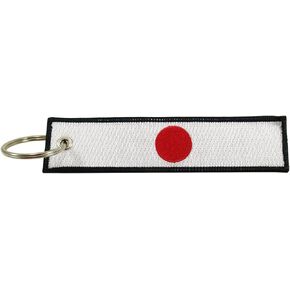 Luso Japan Flag Key Chain, 100% Embroidered