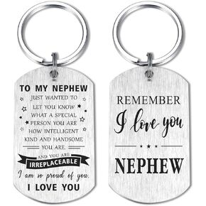 Suoegigs Nephew Gifts from Aunt Uncle, To My Nephew Keychain, Inspirational Gift for Nephew, Birthday Valentine's Day Graduation Christmas Gift for My Nephew