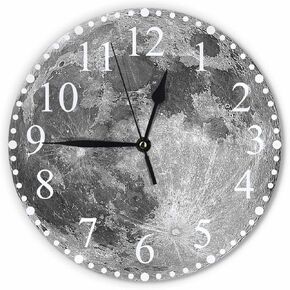 Moon Wall Clock 10 Inch Battery Operated Clock Silent Non-Ticking Modern Clocks Decorative for Home Kitchen Living Room Bathroom Office