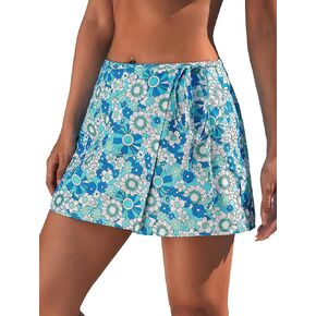 SweatyRocks Women's Floral Print tie Side Bikini Bottom Split Hem Boho Swimsuit Shorts