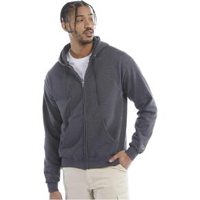 Champion S800 Men's Powerblend Full-Zip Hooded Sweatshirt, Midweight 9 oz. Cotton-Polyester Blend, Durable, Front Pocket (US, Alpha, X-Large, Regular, Regular, Charcoal Heather)