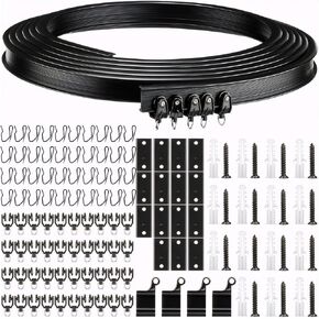 16.4 ft (5m) Flexible Ceiling Curtain Track,Flexible Bendable Ceiling Curtain Track,Mute Rollers Curved Curtain Rail for Room Divider Ceiling Rail,Curtain Ceiling Track (Black)