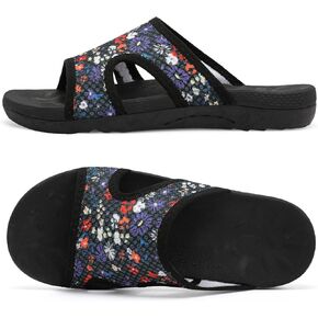 LeIsfIt Womens Sandals Arch Support Slide Sandals Comfort Plantar Fasciitis Sandals Flat Sandals Ladies Soft Cushion Slippers Sandals for Indoor Outdoor