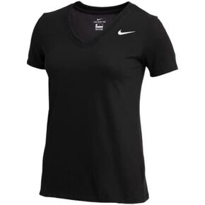 Nike Women's Dry Short Sleeve V-Neck T-Shirt (Black, X-Small)