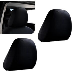 2 PCS Car Seat Headrest Cover, 10" x 12" All-Inclusive Knitted Fabric Comfortable Touch Breathable Elastic Mouth Protective Cover, Decorative Modification Accessory, Universal for Cars (Black)