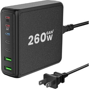 NVHPY USB C Charger, 220W 7-Port Desktop USB C Charging Station, 2x65W Ports USB C Laptop Charger Compatible with MacBook Pro/Air, iPad Series,iPhone 14/13/Mini/Pro/13Pro Max/12 Samsung Galaxy Note
