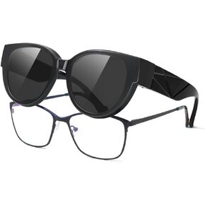 نظارات شمسية Meeloog Fit Over Glass للنساء مصممة بإطار مستقطب دائري للحماية من الأشعة فوق البنفسجية 400 in Kuwait