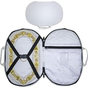 Premium Masonic Chain Collar Case White Leather (Improved Design), Freemason Carrying Bag