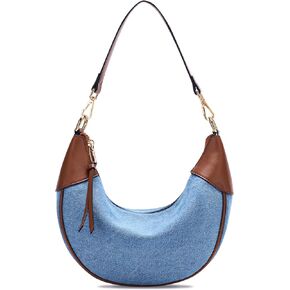 VX VONXURY Shoulder Bag for Women,Medium Canvas Crescent Crossbody Saddle Purse with Zipper Closure,Fashion Underarm Handbag