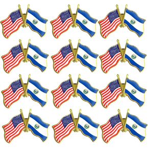 12/50/100 Pcs American El Salvador Friendship Flag Pins Bulk -1.5" Metal Patriotic US USA Salvadoran Lapel Pins Badge Souvenir For Hat Bag Travel Gifts