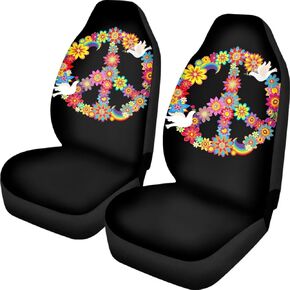 Pehede Car Seat Cover Purple Mandala Flower Pattern Front for Cars, Easy to Install Cover Set, Accessories Auto Trucks Van SUV,2 Packs