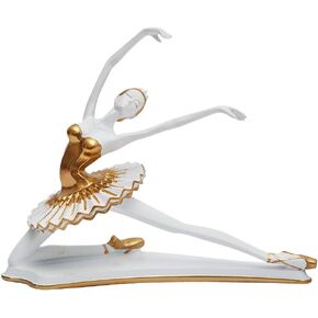 HAUCOZE Ballerina Figurine Statue Dancer Sculpture Modern Yoga Decor Polyresin 8.3inch