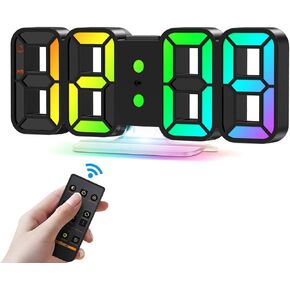 AMIR Large Digital Wall Clock, 3D LED Alarm Clock with Remote Control, Digital Alarm Clock Adjustable Brightness, Dimmable Silent, Snooze, USB Alarm Clock for Bedroom Living Room(9.3 inch)