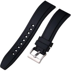Fluororubber Watch Band 20 mm 22 mm, Waterproof Soft Watch Bands with Soild Stainless Buckle, Fast Release Breathable Wrist Watch Straps 2 Fix Loops, Replacement Dive Watchbands for Men Women