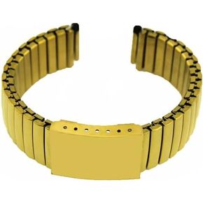 Gold Stainless Steel Comfortable Stretch Watch Band,Not expanded to 6.1 inches,Straight end without buckle