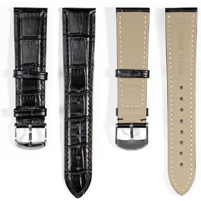 Genuine Watch Bands for Men Watch Straps for Men 20mm Mens Watches Leather Band Vintage Watch Bracelets Black