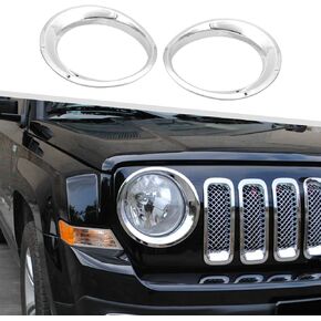 Jimen Compatible with Jeep Patriot 2011-2016, Front Headlight Cover Trim Bezels (Chrome)