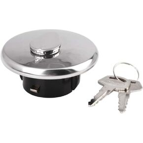 uxcell Silver Tone Metal Motorcycle Oil Fuel Tank Gas Cap Lock Cover w 2 Keys for GN125