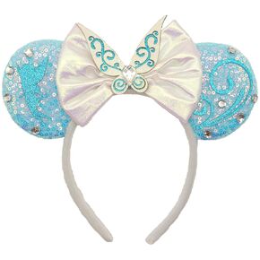 Bow Ear Headbands for Women, Sequin Tinker Bell Mouse Ear Headbands for Adult