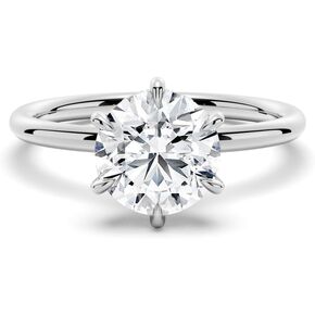 MSBLUE® D Color VVS1 Clarity Six-Prong Solitaire Moissanite Engagement Ring with Hidden Halo | 925 Sterling Silver with Rhodium Finish | For Proposal, Wedding, Anniversary