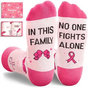 HAPPYPOP Breast Cancer Gifts For Women - Breast Cancer Awareness Socks Inspirational Socks Survivor Socks