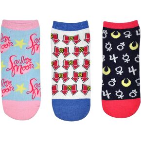 Sailor Moon Socks (3 Pair) - (Women) Sailor Moon Gifts Low Cut Socks - Fits Shoe Size: 4-10 (Ladies)