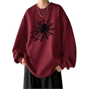Floerns Men's Graphic Print Long Sleeve Crewneck Drop Shoulder Pullover Sweatshirts
