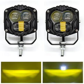 3Inch 70W LED Amber Pods Light Bar Offroad Cube Lights Fog Lamp Spot Flood Driving Work Lights for Trucks Boat ATV Jeep Car Tractor UTV Golf Cart