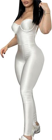 Molilove Women's Sexy Jumpsuits Backless Corset Top Bodycon Long Pant Jumpsuit Going Out Outfits for Women Club Romper 2024 in Saudi Arabia
