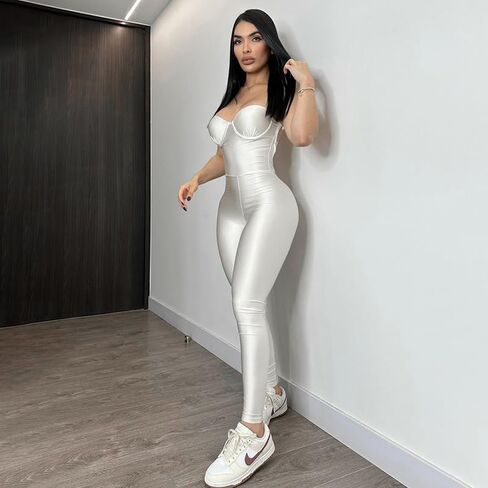Molilove Women's Sexy Jumpsuits Backless Corset Top Bodycon Long Pant Jumpsuit Going Out Outfits for Women Club Romper 2024 in Saudi Arabia