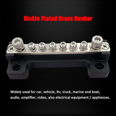 6 Terminals Bus Bar, Ampper 4" Ground Distribution Block Brass Battery BusBar Junction for Car Vehicle Rv Truck Marine Boat Audio Amplifier and More (Black) in Saudi Arabia