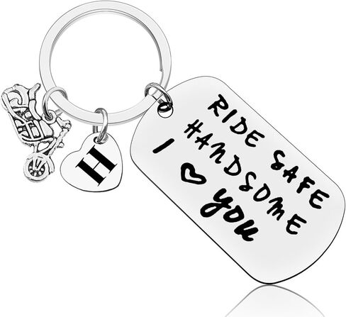 Vadaka Ride Safe Keychain Letter A-Z Keychain Biker Gift Motorcycle Gift Initial Letter Keychain New Driver Gift for Biker in Saudi Arabia