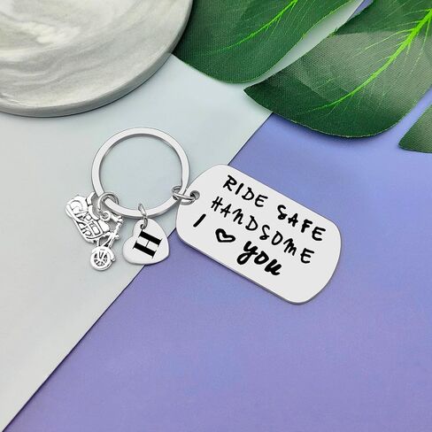 Vadaka Ride Safe Keychain Letter A-Z Keychain Biker Gift Motorcycle Gift Initial Letter Keychain New Driver Gift for Biker in Saudi Arabia